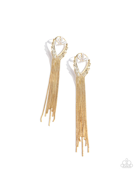 Elongated Effervescence - Gold Paparazzi Accessories