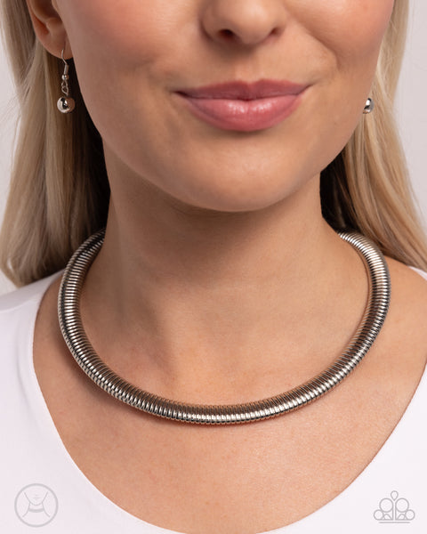 Choker Of The Century - Silver Paparazzi Accessories